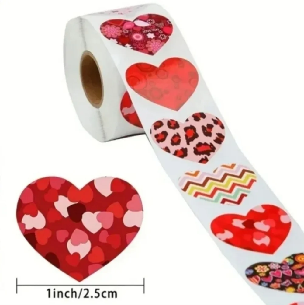 500 Pieces Roll Heart Sealing Sticker